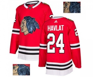 Adidas Chicago Blackhawks #24 Martin Havlat Authentic Red Fashion Gold NHL Jersey