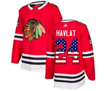 Adidas Chicago Blackhawks #24 Martin Havlat Authentic Red USA Flag Fashion NHL Jersey