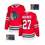 Adidas Chicago Blackhawks #27 Jeremy Roenick Authentic Red Fashion Gold NHL Jersey