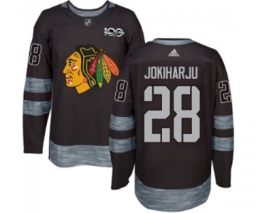 Adidas Chicago Blackhawks #28 Henri Jokiharju Authentic Black 1917-2017 100th Anniversary NHL Jersey