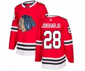 Adidas Chicago Blackhawks #28 Henri Jokiharju Authentic Red Fashion Gold NHL Jersey