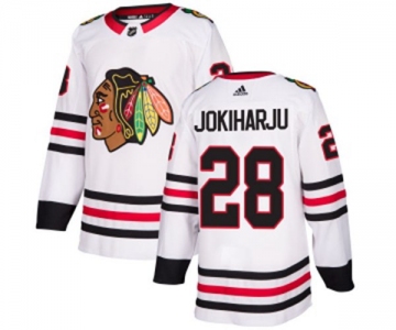 Adidas Chicago Blackhawks #28 Henri Jokiharju Authentic White Away NHL Jersey