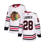 Adidas Chicago Blackhawks #28 Steve Larmer Authentic White Away NHL Jersey