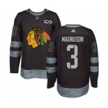 Adidas Chicago Blackhawks #3 Keith Magnuson Authentic Black 1917-2017 100th Anniversary NHL Jersey