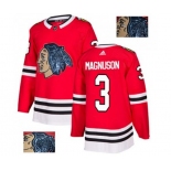 Adidas Chicago Blackhawks #3 Keith Magnuson Authentic Red Fashion Gold NHL Jersey