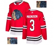 Adidas Chicago Blackhawks #3 Keith Magnuson Authentic Red Fashion Gold NHL Jersey