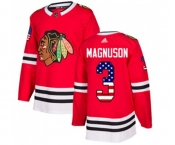 Adidas Chicago Blackhawks #3 Keith Magnuson Authentic Red USA Flag Fashion NHL Jersey