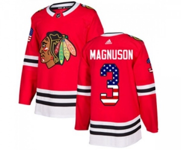 Adidas Chicago Blackhawks #3 Keith Magnuson Authentic Red USA Flag Fashion NHL Jersey