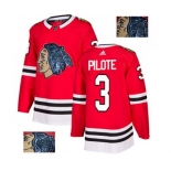 Adidas Chicago Blackhawks #3 Pierre Pilote Authentic Red Fashion Gold NHL Jersey