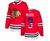 Adidas Chicago Blackhawks #3 Pierre Pilote Authentic Red USA Flag Fashion NHL Jersey