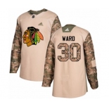 Adidas Chicago Blackhawks #30 Cam Ward Authentic Camo Veterans Day Practice NHL Jersey