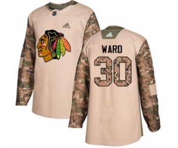 Adidas Chicago Blackhawks #30 Cam Ward Authentic Camo Veterans Day Practice NHL Jersey