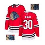 Adidas Chicago Blackhawks #30 Cam Ward Authentic Red Fashion Gold NHL Jersey