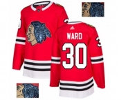 Adidas Chicago Blackhawks #30 Cam Ward Authentic Red Fashion Gold NHL Jersey