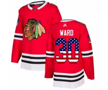 Adidas Chicago Blackhawks #30 Cam Ward Authentic Red USA Flag Fashion NHL Jersey