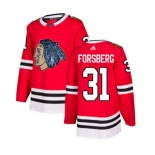 Adidas Chicago Blackhawks #31 Anton Forsberg Authentic Red Fashion Gold NHL Jersey