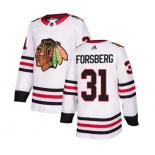 Adidas Chicago Blackhawks #31 Anton Forsberg Authentic White Away NHL Jersey