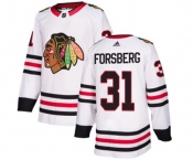 Adidas Chicago Blackhawks #31 Anton Forsberg Authentic White Away NHL Jersey