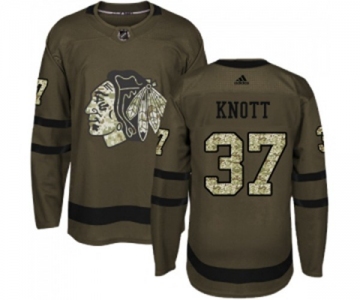 Adidas Chicago Blackhawks #37 Graham Knott Authentic Green Salute to Service NHL Jersey