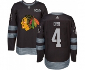 Adidas Chicago Blackhawks #4 Bobby Orr Authentic Black 1917-2017 100th Anniversary NHL Jersey