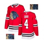 Adidas Chicago Blackhawks #4 Bobby Orr Authentic Red Fashion Gold NHL Jersey