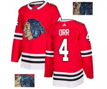 Adidas Chicago Blackhawks #4 Bobby Orr Authentic Red Fashion Gold NHL Jersey