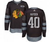 Adidas Chicago Blackhawks #40 John Hayden Authentic Black 1917-2017 100th Anniversary NHL Jersey