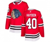 Adidas Chicago Blackhawks #40 John Hayden Authentic Red Fashion Gold NHL Jersey