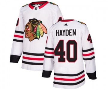 Adidas Chicago Blackhawks #40 John Hayden Authentic White Away NHL Jersey