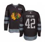 Adidas Chicago Blackhawks #42 Gustav Forsling Authentic Black 1917-2017 100th Anniversary NHL Jersey