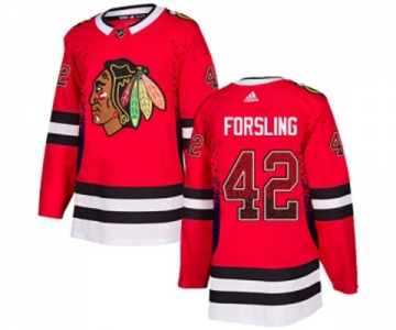 Adidas Chicago Blackhawks #42 Gustav Forsling Authentic Red Drift Fashion NHL Jersey