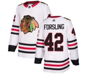 Adidas Chicago Blackhawks #42 Gustav Forsling Authentic White Away NHL Jersey