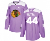 Adidas Chicago Blackhawks #44 Jan Rutta Authentic Purple Fights Cancer Practice NHL Jersey