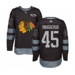 Adidas Chicago Blackhawks #45 Luc Snuggerud Authentic Black 1917-2017 100th Anniversary NHL Jersey