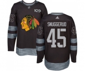 Adidas Chicago Blackhawks #45 Luc Snuggerud Authentic Black 1917-2017 100th Anniversary NHL Jersey