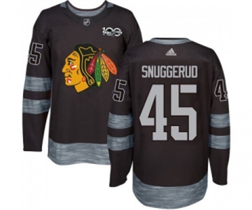 Adidas Chicago Blackhawks #45 Luc Snuggerud Authentic Black 1917-2017 100th Anniversary NHL Jersey