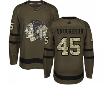 Adidas Chicago Blackhawks #45 Luc Snuggerud Authentic Green Salute to Service NHL Jersey