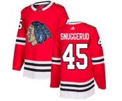 Adidas Chicago Blackhawks #45 Luc Snuggerud Authentic Red Fashion Gold NHL Jersey