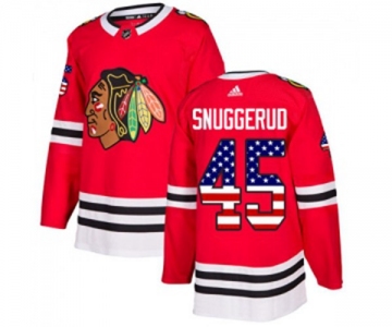 Adidas Chicago Blackhawks #45 Luc Snuggerud Authentic Red USA Flag Fashion NHL Jersey