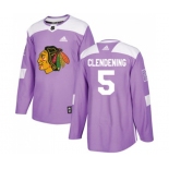 Adidas Chicago Blackhawks #5 Adam Clendening Authentic Purple Fights Cancer Practice NHL Jersey