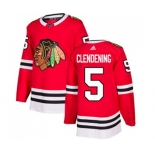 Adidas Chicago Blackhawks #5 Adam Clendening Authentic Red Home NHL Jersey