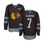 Adidas Chicago Blackhawks #7 Brent Seabrook Authentic Black 1917-2017 100th Anniversary NHL Jersey