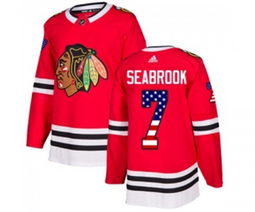 Adidas Chicago Blackhawks #7 Brent Seabrook Authentic Red USA Flag Fashion NHL Jersey