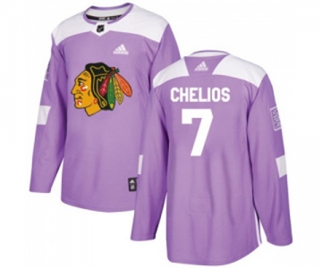 Adidas Chicago Blackhawks #7 Chris Chelios Authentic Purple Fights Cancer Practice NHL Jersey