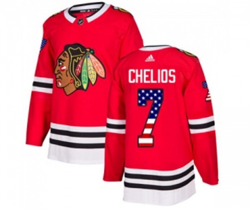 Adidas Chicago Blackhawks #7 Chris Chelios Authentic Red USA Flag Fashion NHL Jersey