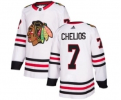 Adidas Chicago Blackhawks #7 Chris Chelios Authentic White Away NHL Jersey