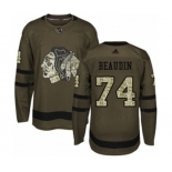 Adidas Chicago Blackhawks #74 Nicolas Beaudin Authentic Green Salute to Service NHL Jersey