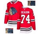 Adidas Chicago Blackhawks #74 Nicolas Beaudin Authentic Red Fashion Gold NHL Jersey