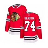 Adidas Chicago Blackhawks #74 Nicolas Beaudin Authentic Red Home NHL Jersey