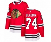 Adidas Chicago Blackhawks #74 Nicolas Beaudin Authentic Red Home NHL Jersey